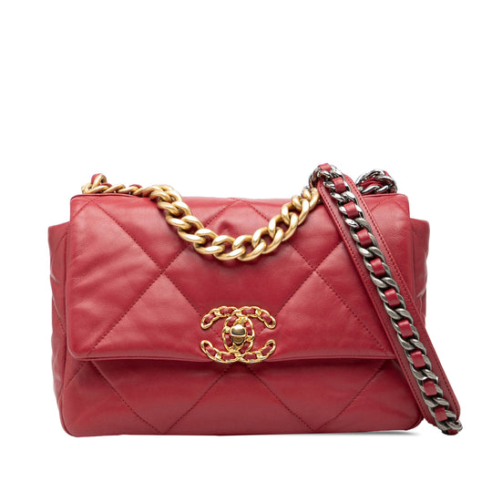 Chanel 19 Flap Medium Red Lambskin