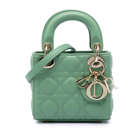 Dior Lady Dior Micro Green Lambskin Gold