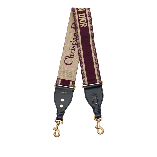 Dior Logo Embroidered Strap Red Canvas