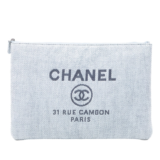 Chanel Deauville O Case Large Blue Canvas