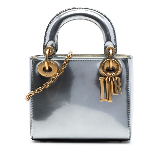 Dior Lady Dior Mini Silver Patent Leather