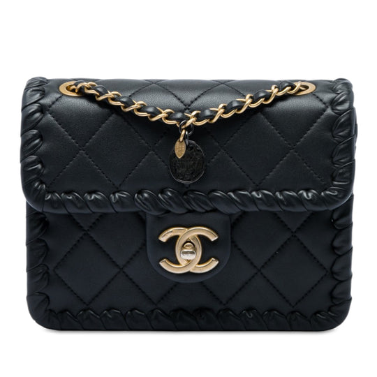 Chanel My Own Frame Braided Flap Mini Black Calfskin Gold