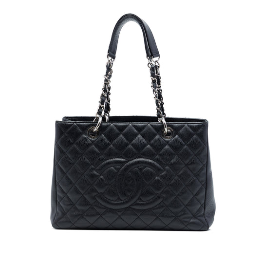 Chanel GST Grand Shopping Tote Black Caviar Silver
