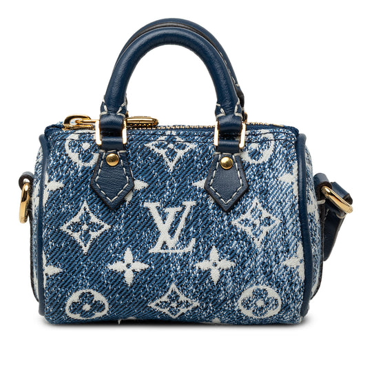 Louis Vuitton Micro Speedy Bag Charm Blue Denim