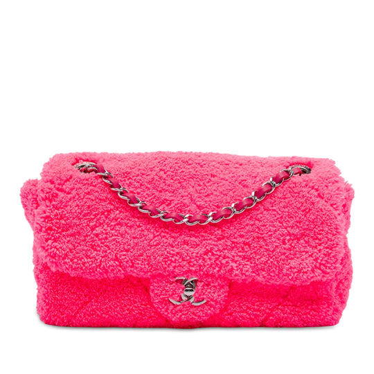 Chanel Coco Beach Flap Medium Pink Terry Cloth