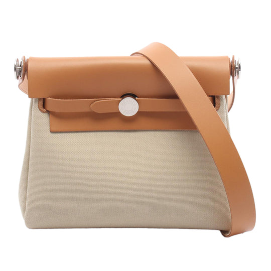Hermès Military Toile and Vache Hunter Herbag Zip 20 Brown Canvas
