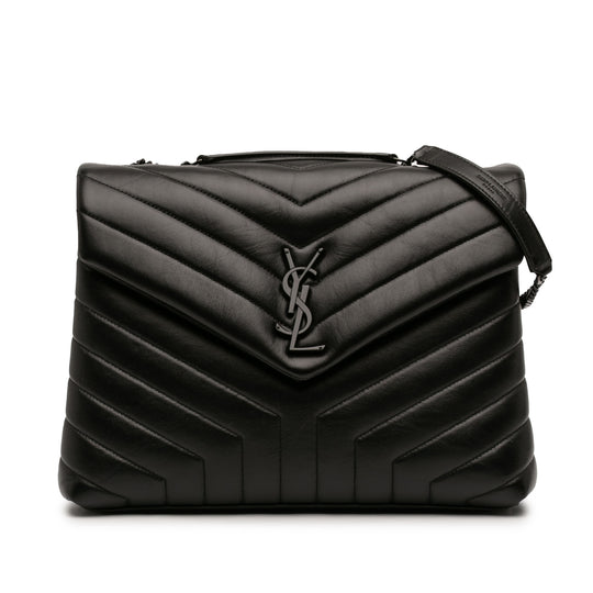 Saint Laurent LouLou Medium Black Calfskin Monogram Monochrome