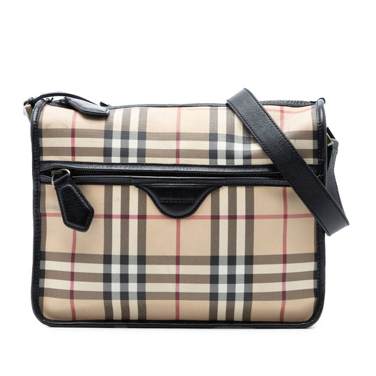 Burberry House Check Crossbody Bag Beige Coated Canvas