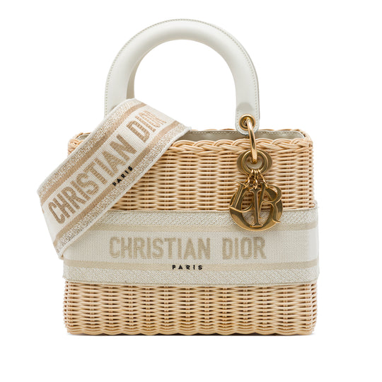 Dior Lady Dior Medium Beige Wicker Oblique Canvas