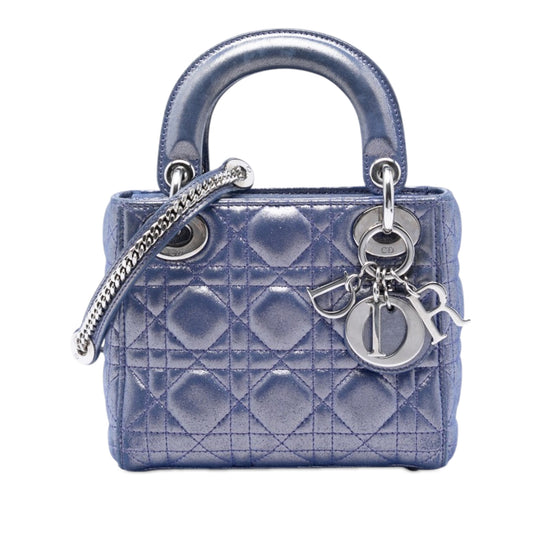 Dior Lady Dior Mini Blue Iridescent Lambskin