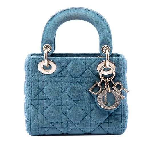 Dior Lady Dior Mini Blue Velvet