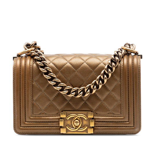 Chanel Boy Flap Small Gold Metallic Lambskin Gold