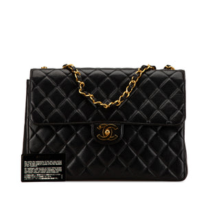 Chanel Classic Single Flap Jumbo Black Lambskin Gold