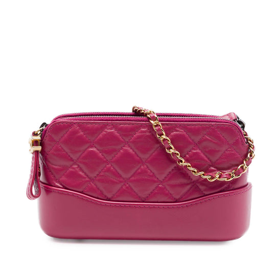 Chanel Gabrielle Double Zip Clutch Pink Calfskin