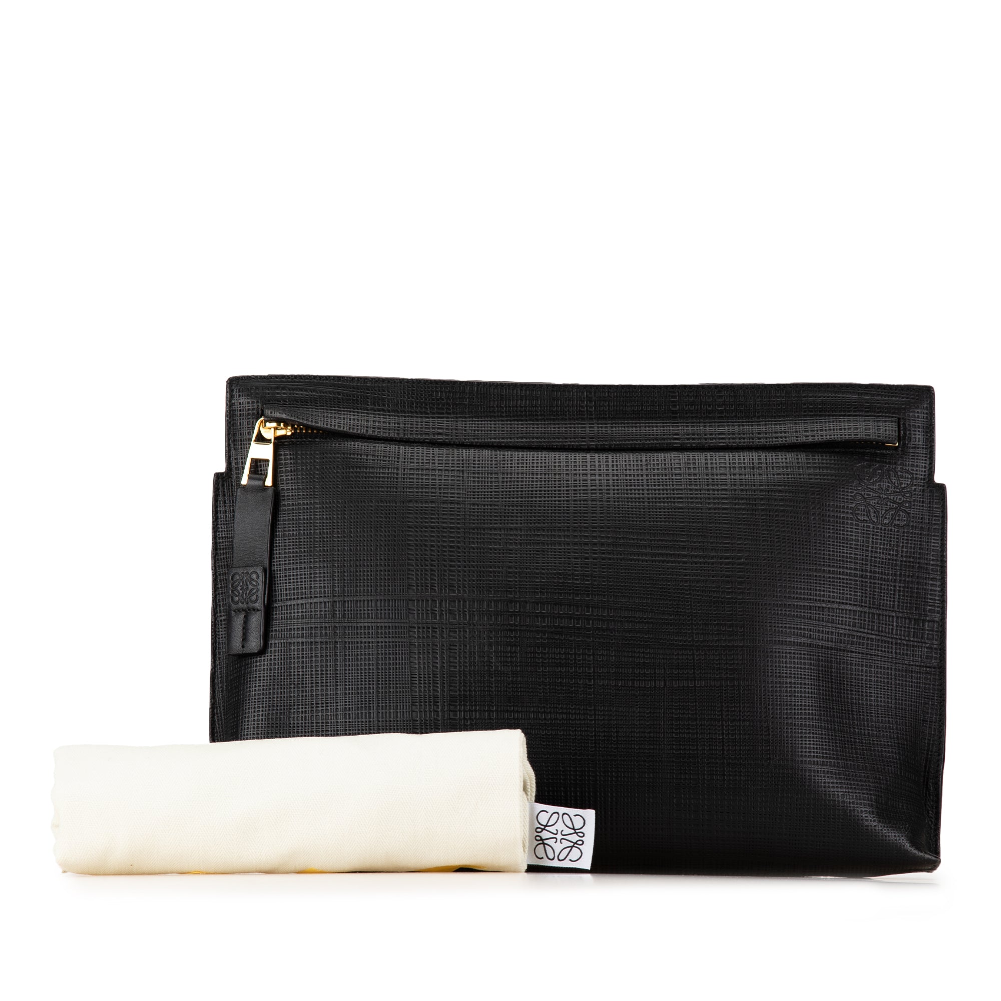 Lowe Anagram T Clutch Black Leather