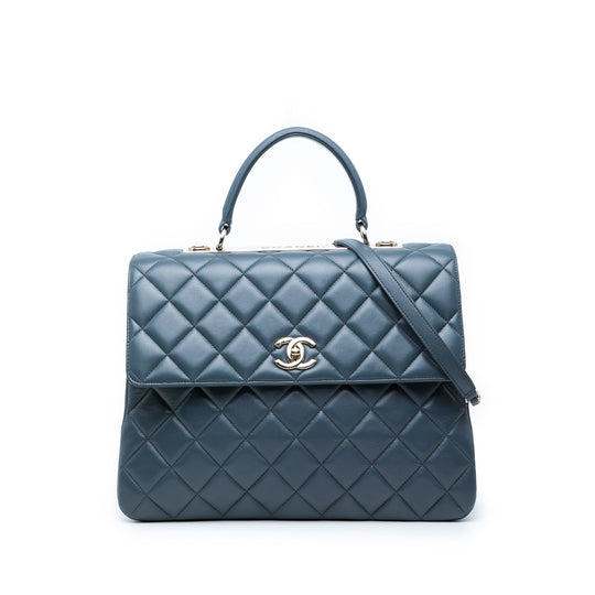 Chanel Trendy CC Top Handle Large Blue Lambskin Gold
