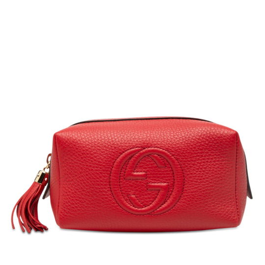 Gucci Soho Cosmetic Pouch Red Calfskin