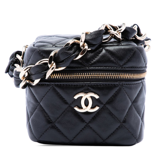 Chanel Vanity Case Black Quilted Lambskin Gold