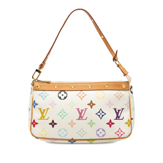 Louis Vuitton Pochette Accessoires White Monogram Multicolore Canvas Gold