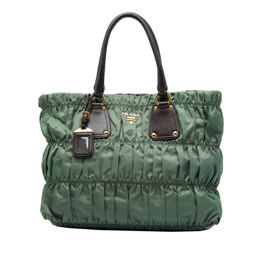Prada Tessuto Gaufre Tote Green Nylon