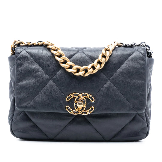Chanel 19 Flap Medium Black Lambskin Mixed Hardware