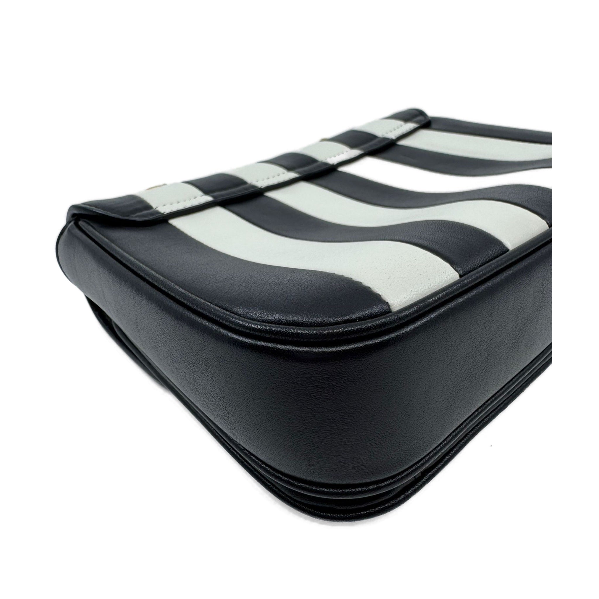 Celine C Bag Black & White Vertical Stripes