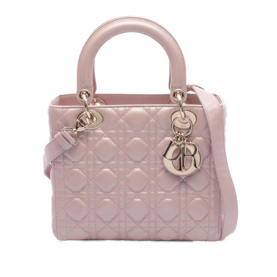 Dior Lady Dior Medium Pink Iridescent Lambskin