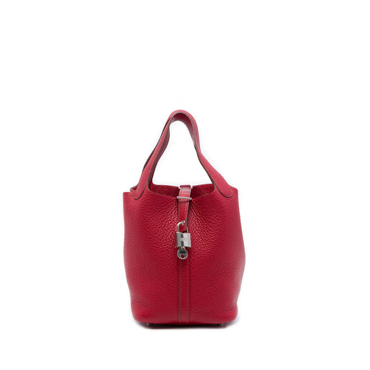 Hermès Picotin Lock 18 Red Clemence Leather