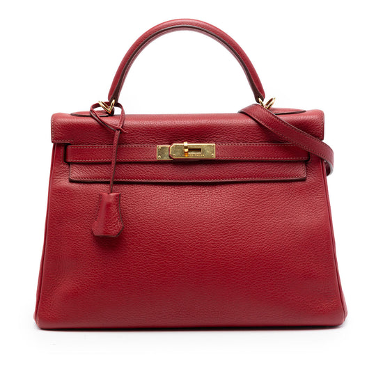 Hermès Kelly II Retourne 32 Red Clemence Gold
