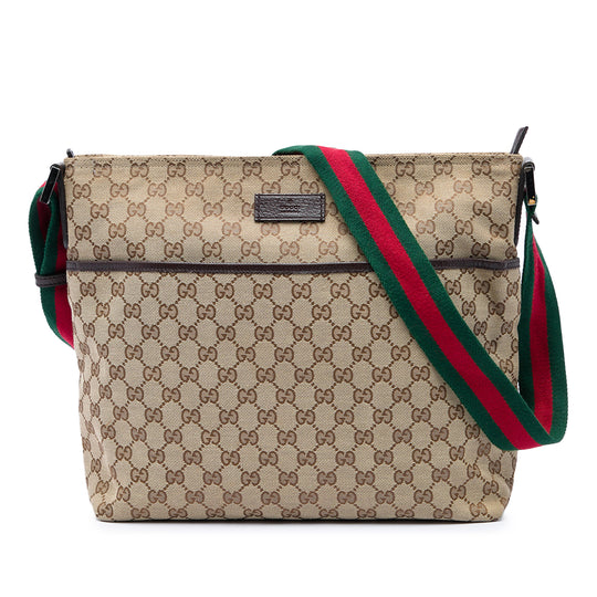 Gucci GG Canvas Web Crossbody Beige Canvas
