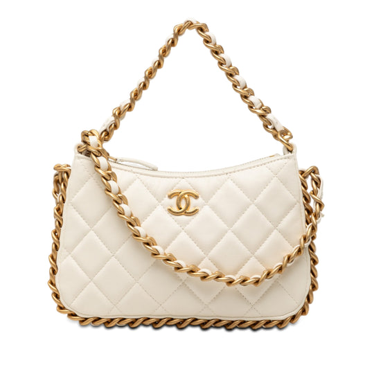 Chanel Trendy Chain Around Hobo White Lambskin