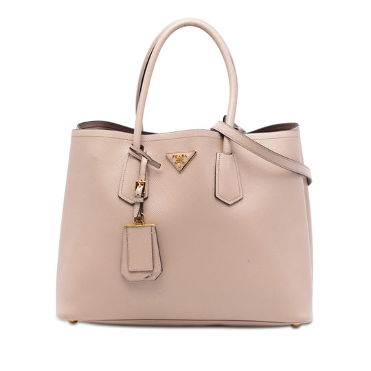 Prada Double Large Pink Saffiano Cuir
