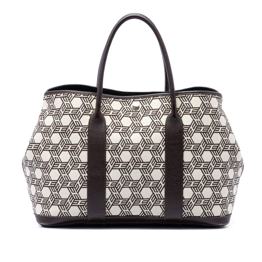 Hermès Garden Party 36 Grey White Toile So H and Black Negonda