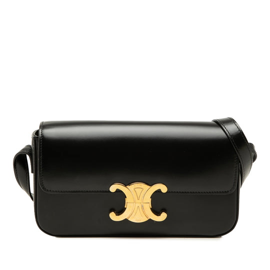 Celine Triomphe Claude Black Shiny Calfskin