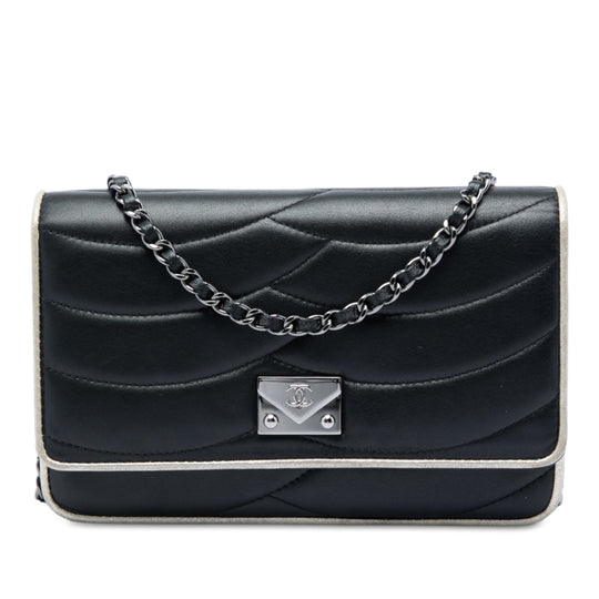 Chanel Pagoda Wallet On Chain Black Lambskin Leather
