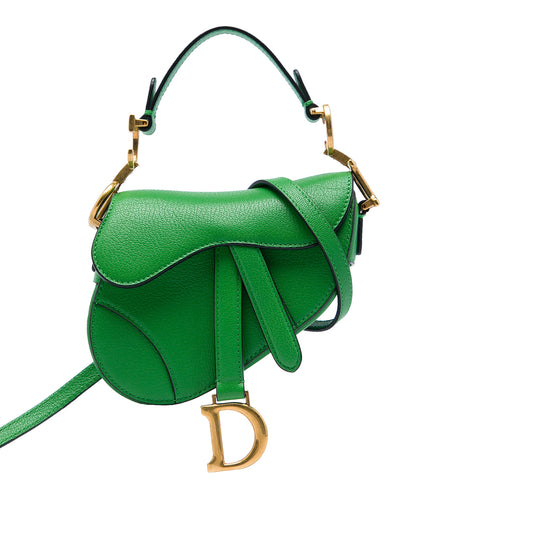Dior Saddle Micro Green Goatskin