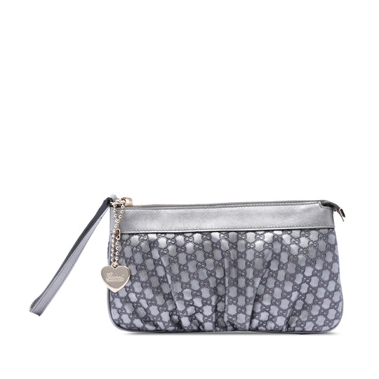Gucci Microguccissima Heart Wristlet Pochette Silver Calfskin