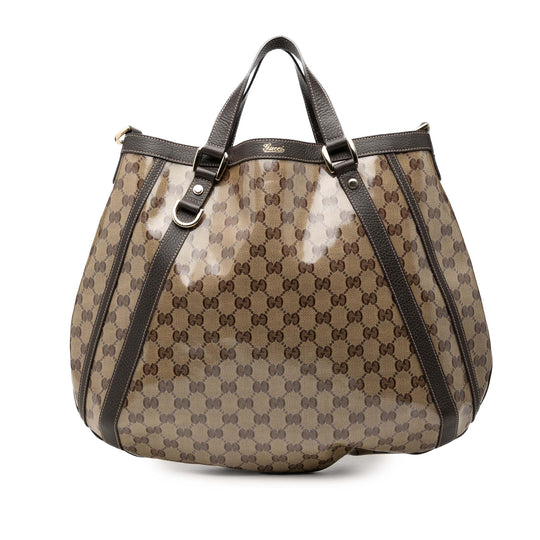 Gucci Abbey D Ring Tote Beige Coated Canvas Calfskin