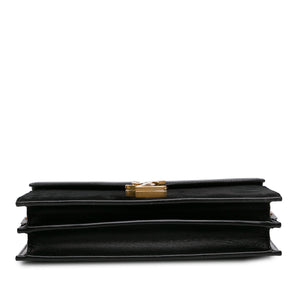 Yves Saint Laurent Cassandra Clasp Bag Black Suede and Calfskin