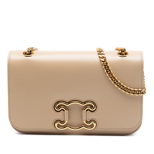Celine Triomphe Frame Medium Beige Calfskin