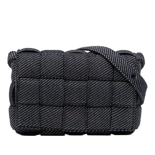 Bottega Veneta Cassette Blue Denim  Intrecciato
