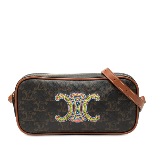 Celine Mini Triomphe Camera Bag Mini Brown Coated Canvas