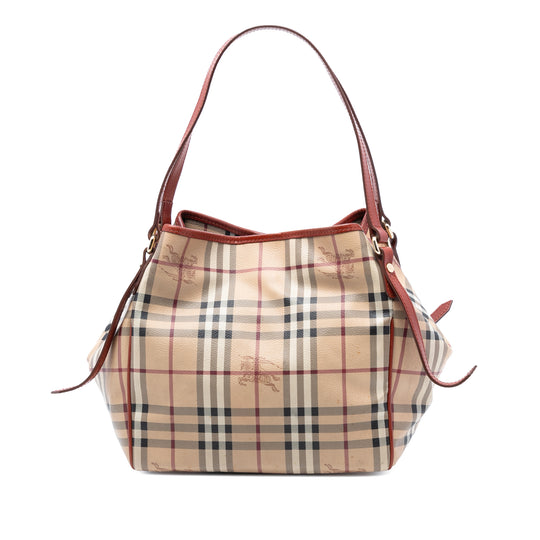 Burberry Canterbury Tote Small Brown Haymarket Check Coated Canvas