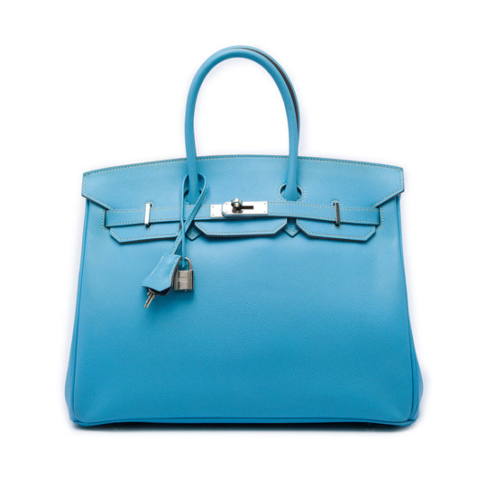 Hermès Birkin Retourne 35 Blue Epsom Palladium