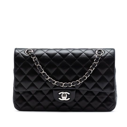 Chanel Classic Double Flap Medium Black Lambskin Silver