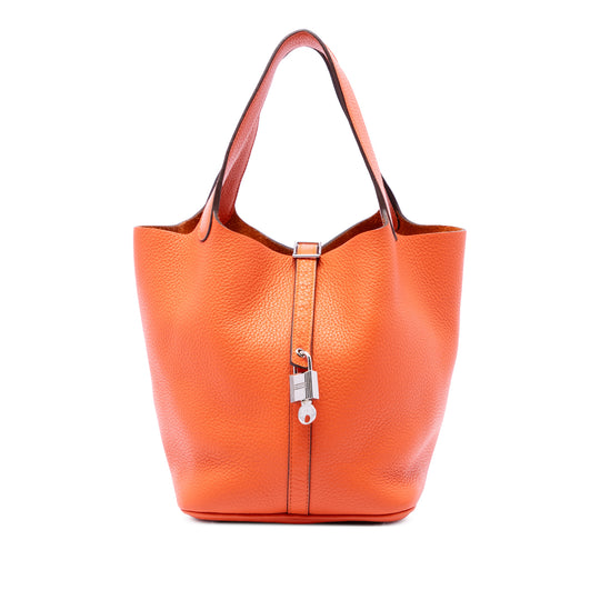 Hermès Picotin Lock 22 Orange Clemence Leather