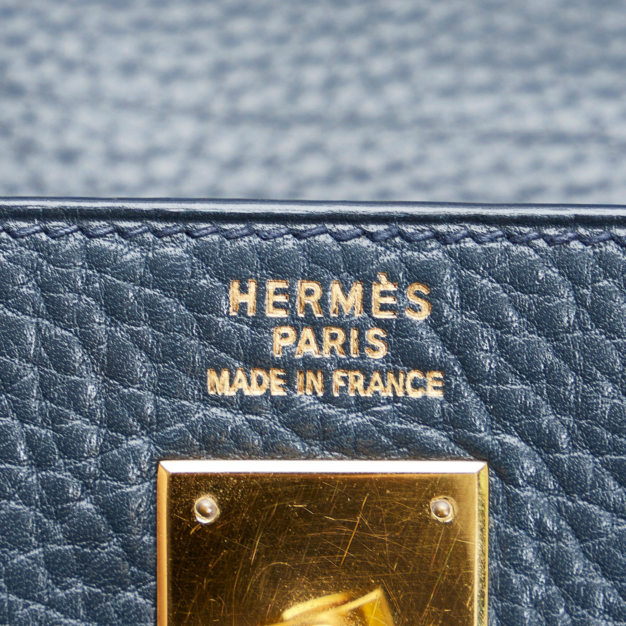 Hermès Kelly 35 Blue Fjord Gold
