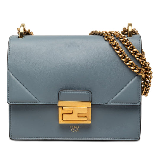 Fendi Kan U Small Blue Calfskin Gold