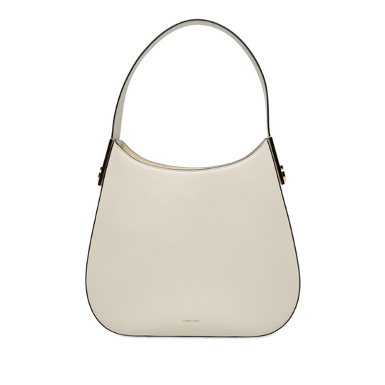 Ferragamo Smile Hobo Medium White Calfskin