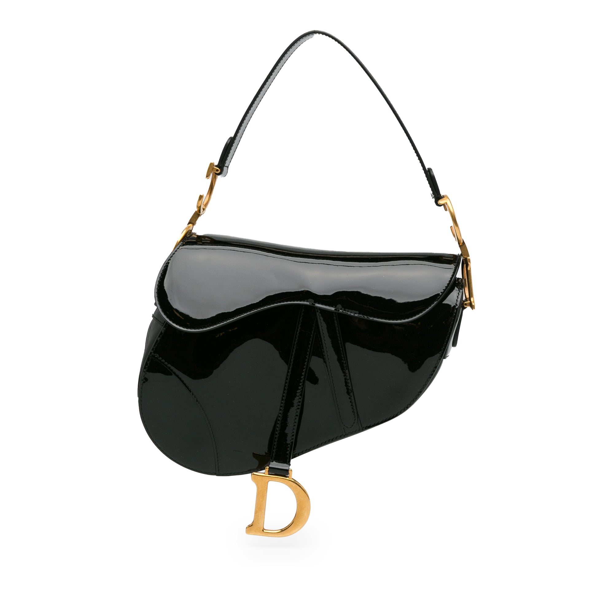 Dior Saddle Bag Medium Black Patent Leather